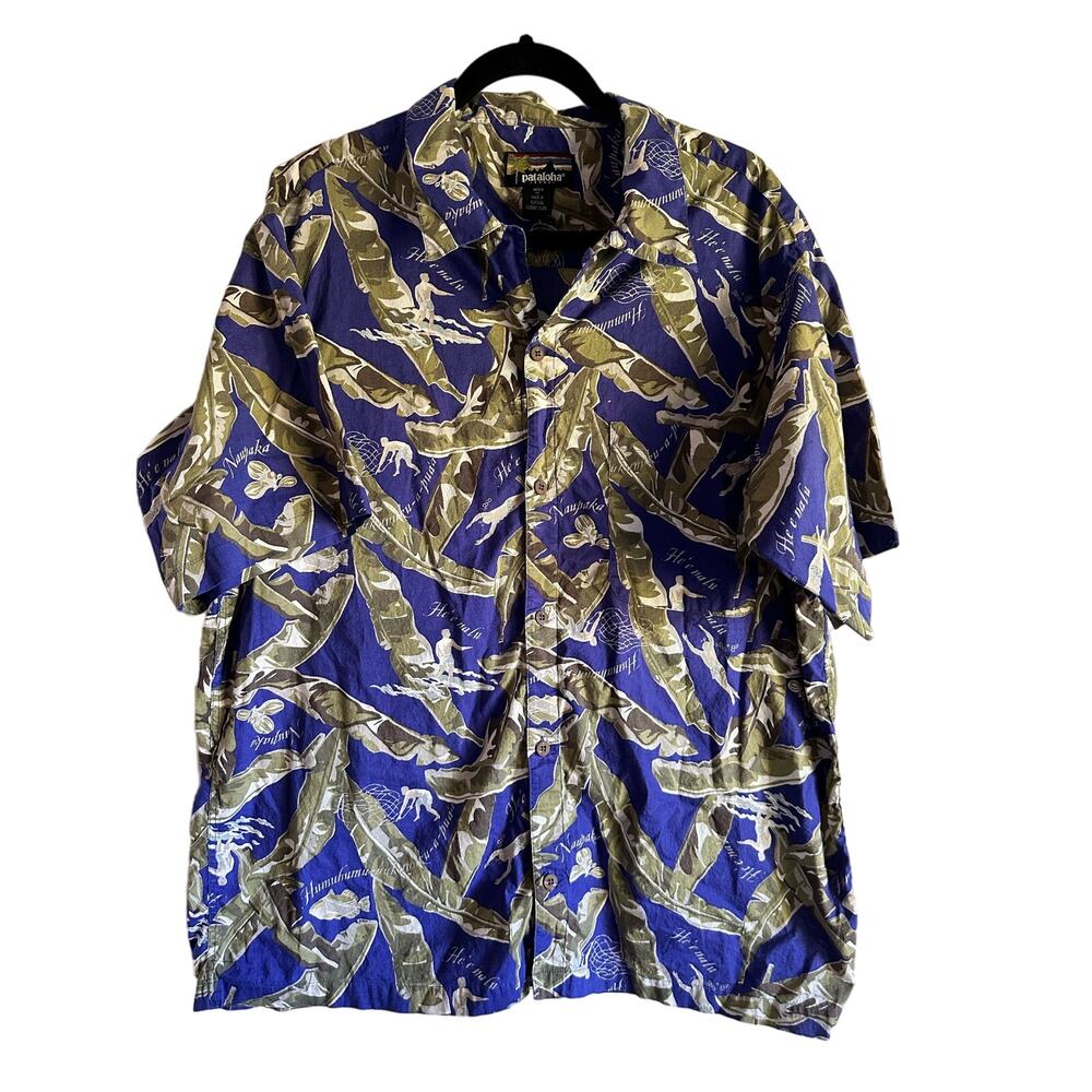 Vintage 90s Patagonia Organic Cotton Pataloha Hawaiian Print Shirt Size XL